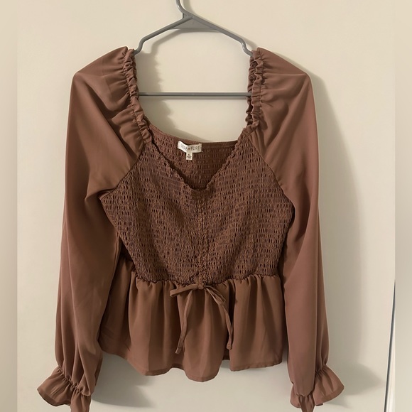 Juniors Smocked Cinched-Front Top XL - Picture 3 of 3